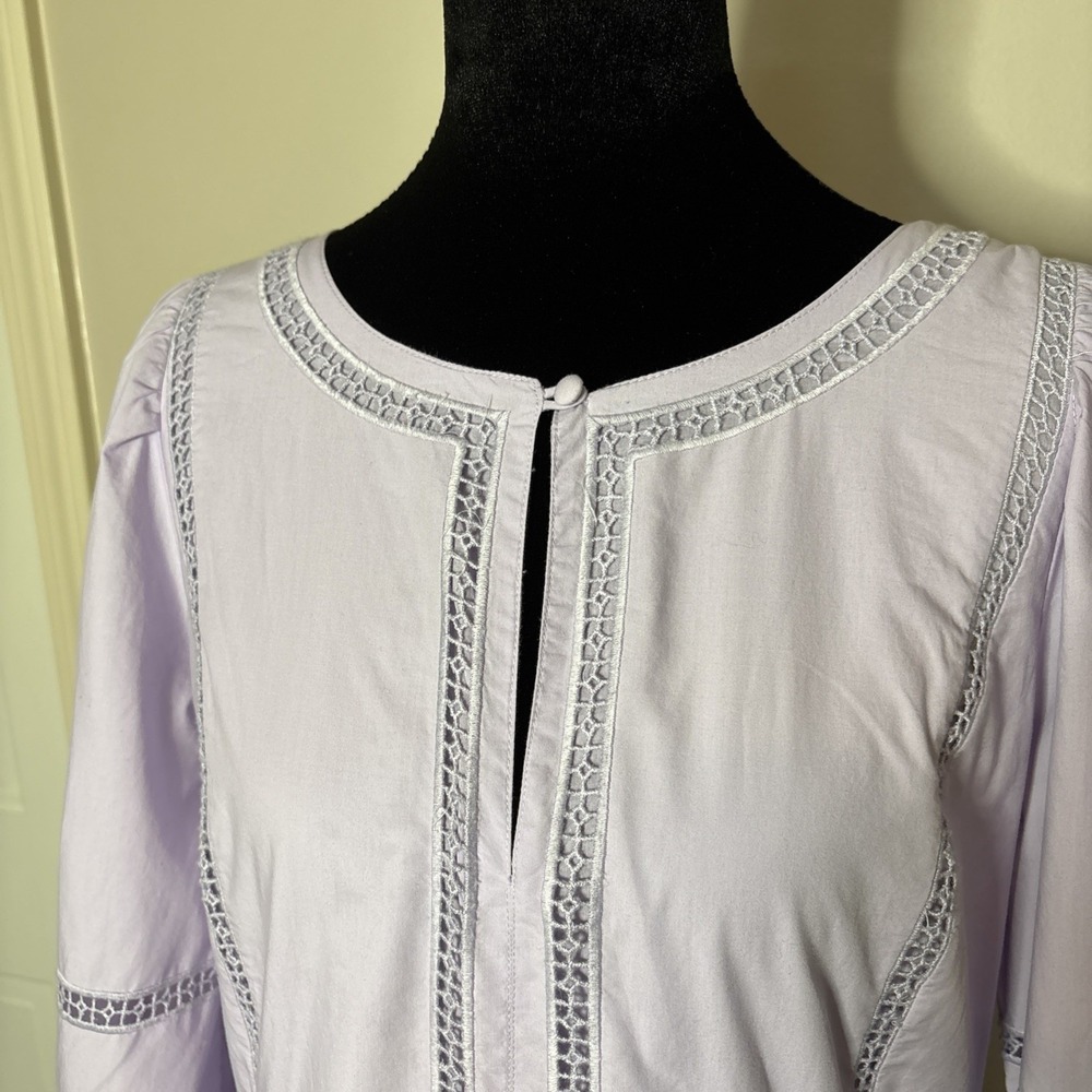 Vineyard Vines Open Stitch Inset Long Sleeve Dress Lavender Small Cottagecore - Picture 4 of 9
